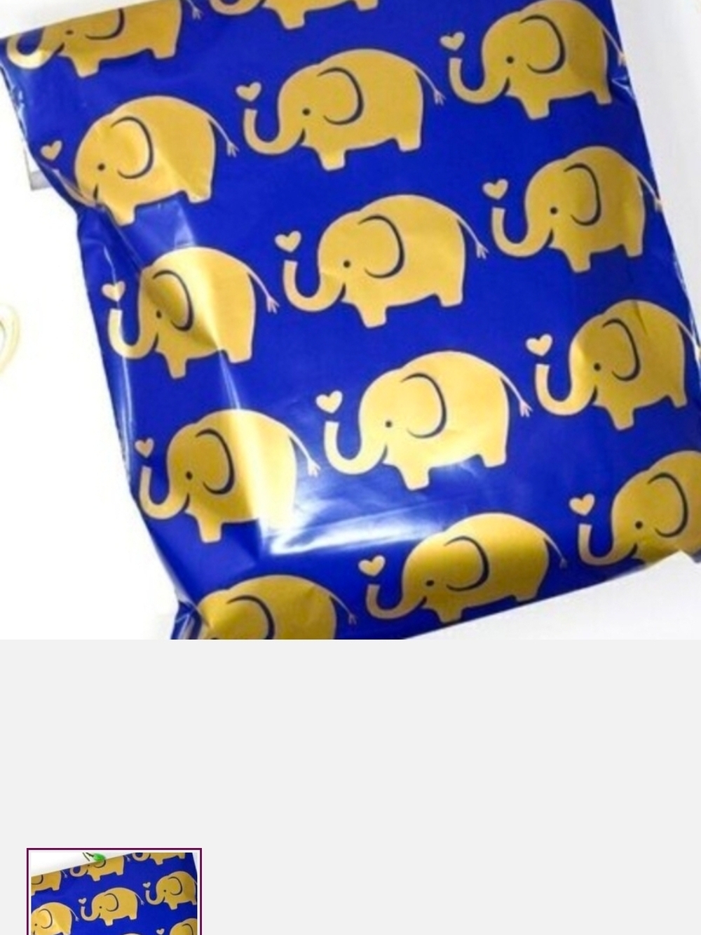 Blue Poly Mailer Bags  with Gold Elephant Print 30 Ct 6x9